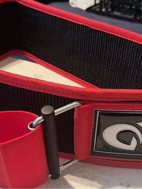 Daisen Red and Black weight lifting belt and dead lift eights